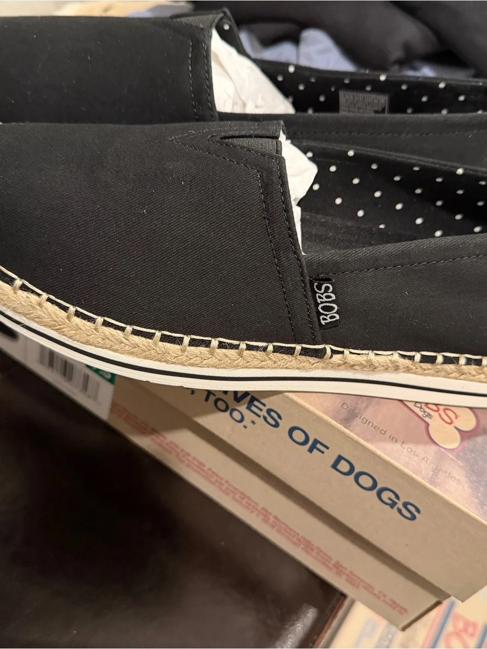 Bobs sketchers Black Slip-On Espadrille Flats